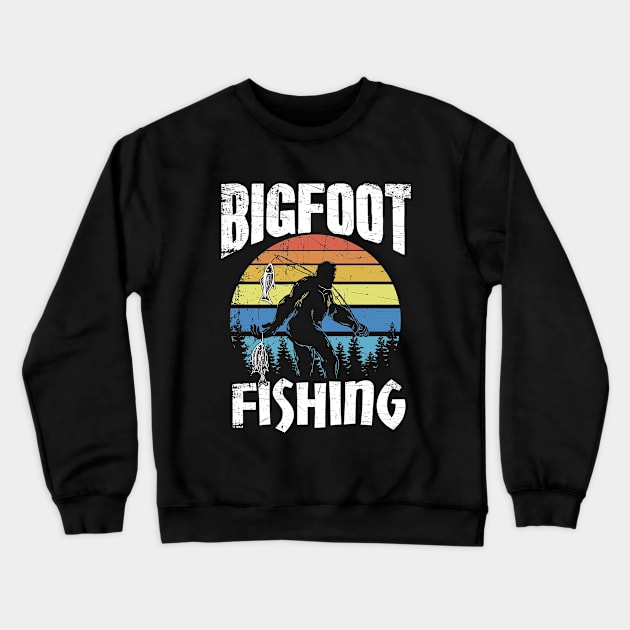 Bigfoot fishing Crewneck Sweatshirt by captainmood